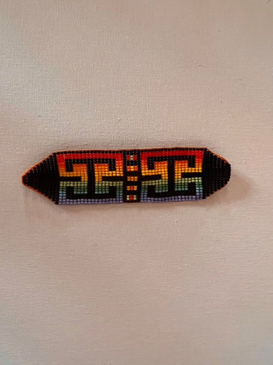 Rot-grünes Armband mit schwarzen Mustern Yanacona 3,5 cm x 15 cm