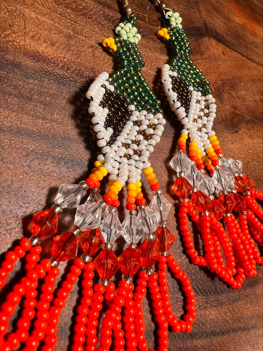 Colourful bird earrings