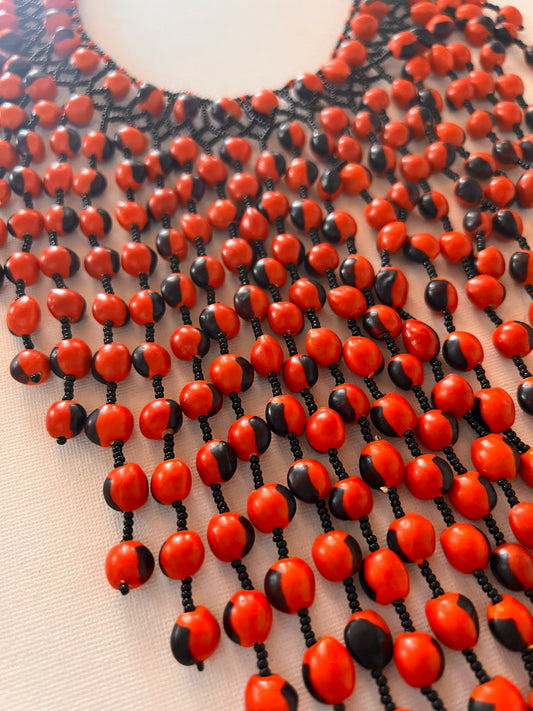 Lange rote Perlenkette - Yanacona