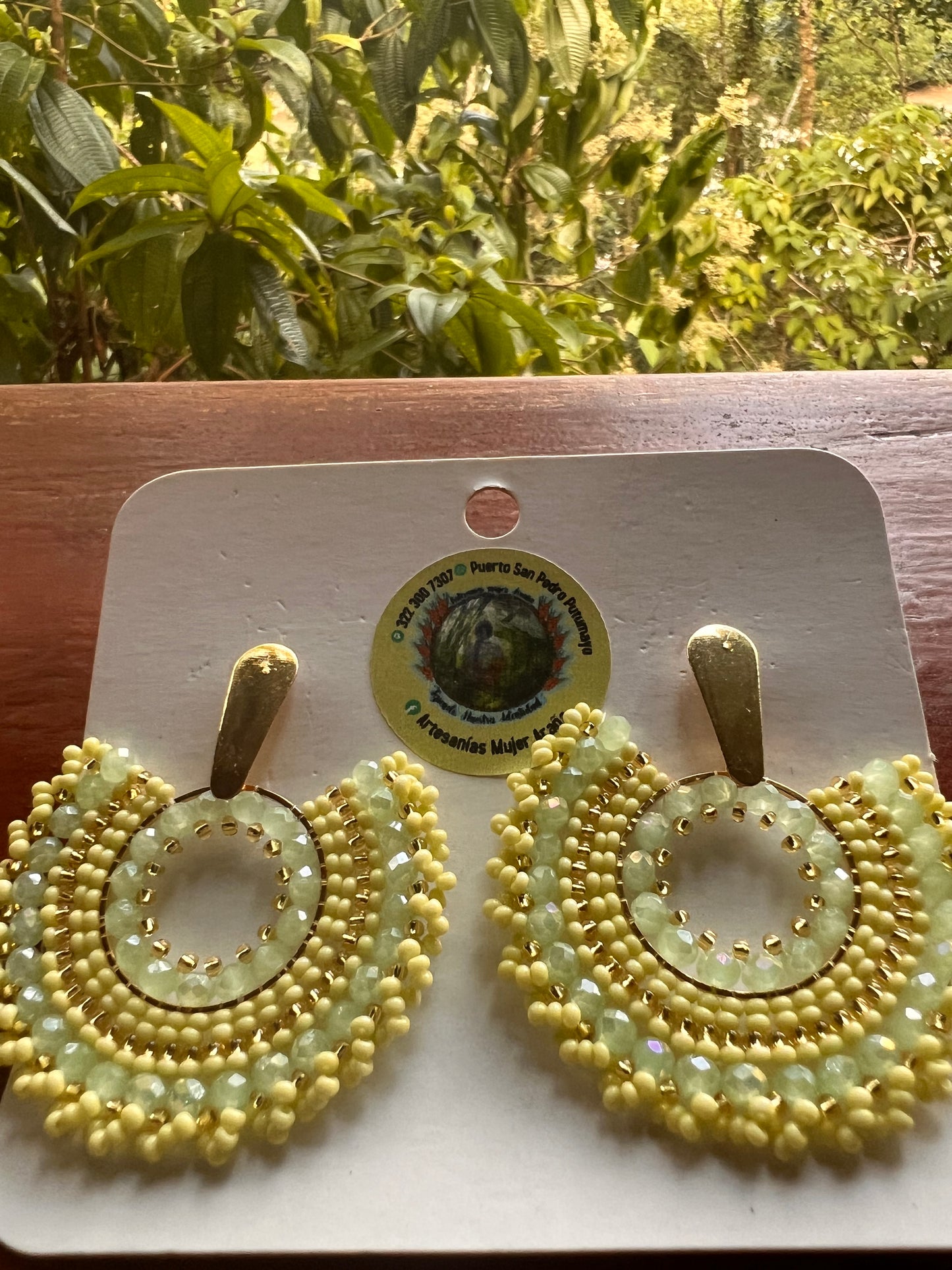 Pendientes verde claro-turquesa Yanacona