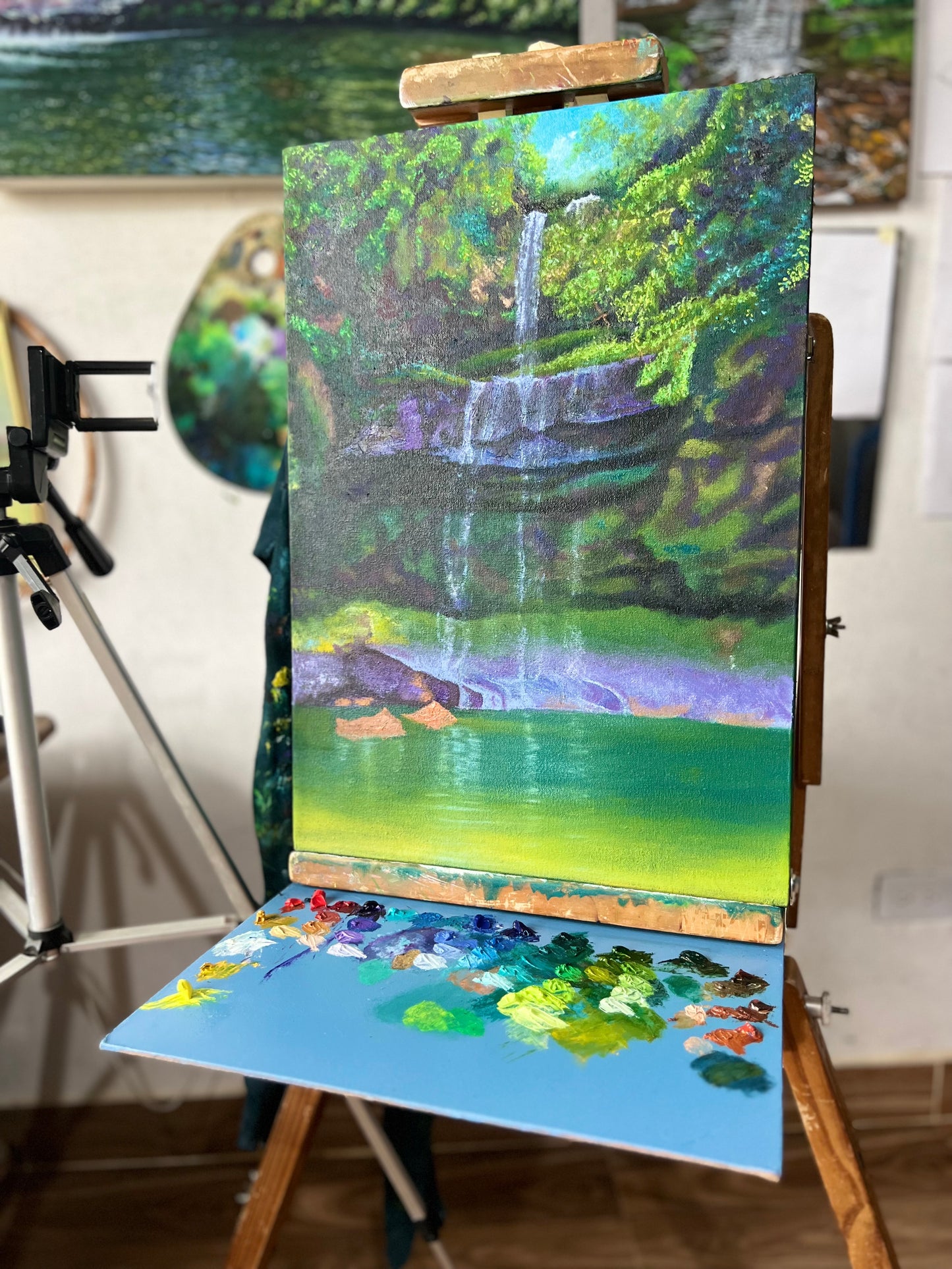 Amazonian art by Roberto Carlos Imbacuan - Cascada Golondrino from the water series