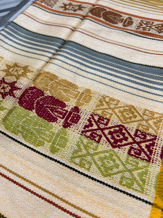 Yellow table cloth with multicolored patterns 50 x 160 cm