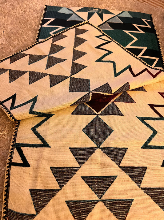 Dark blue (red) table cloth with Andean patterns 52 x 156 cm