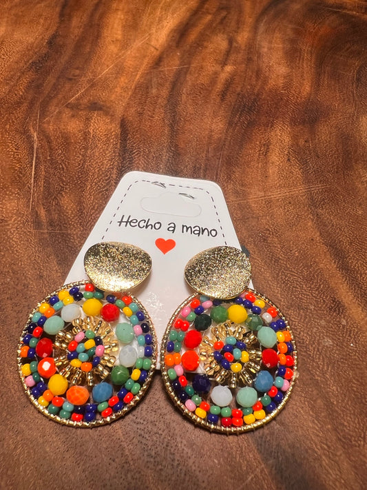 Multicolored small circle earrings