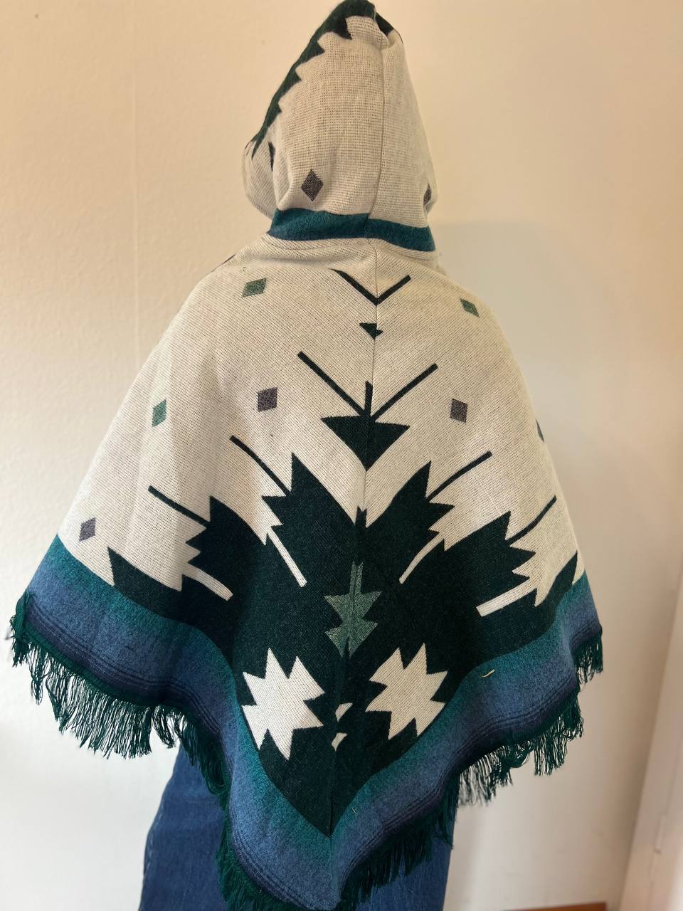 Green winter poncho