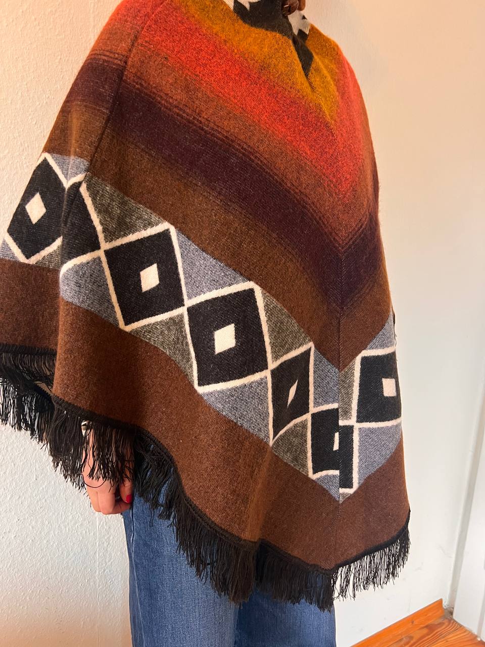 Earth tones winter poncho