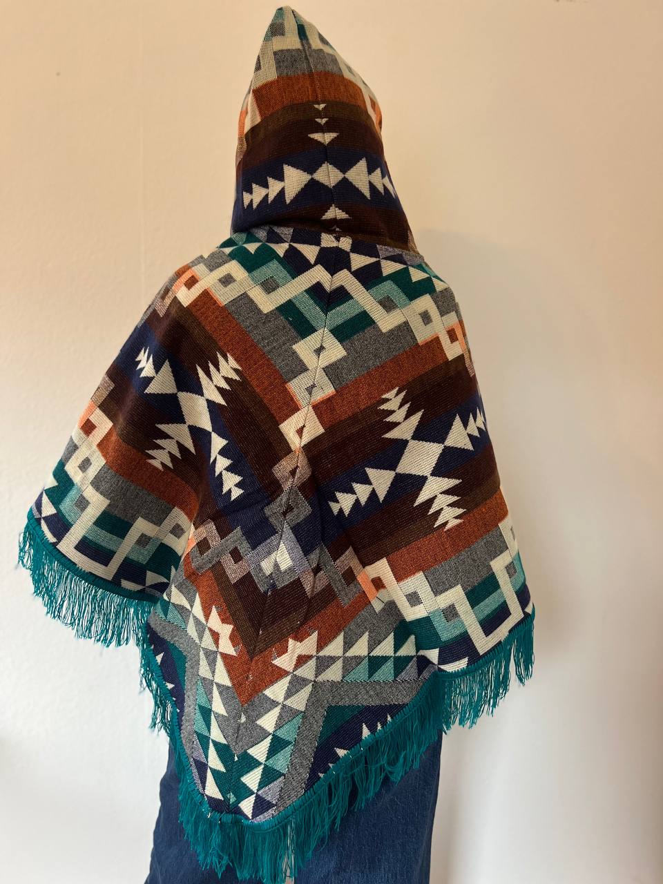 Blue winter poncho