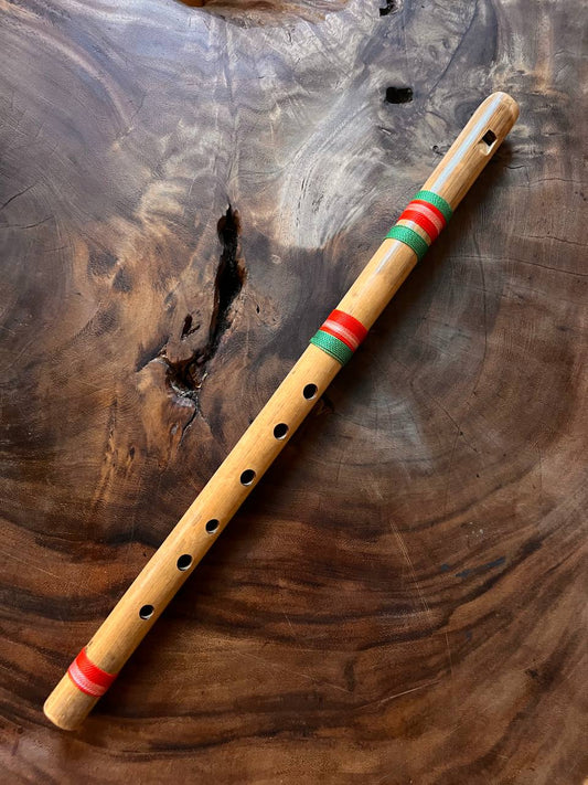 Flauta chamánica - Pingullo melódico - Rojo y verde 43 cm