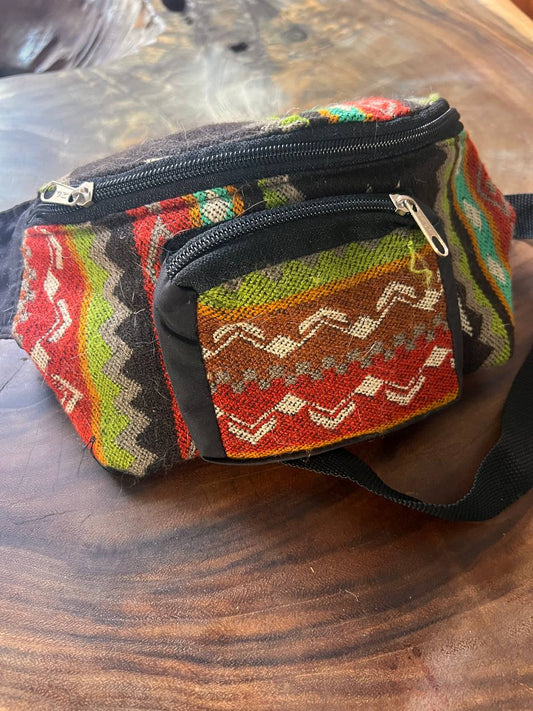 Red multicolour Bum bag