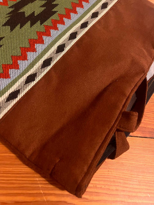 Green brown hand bag 35x30 cm