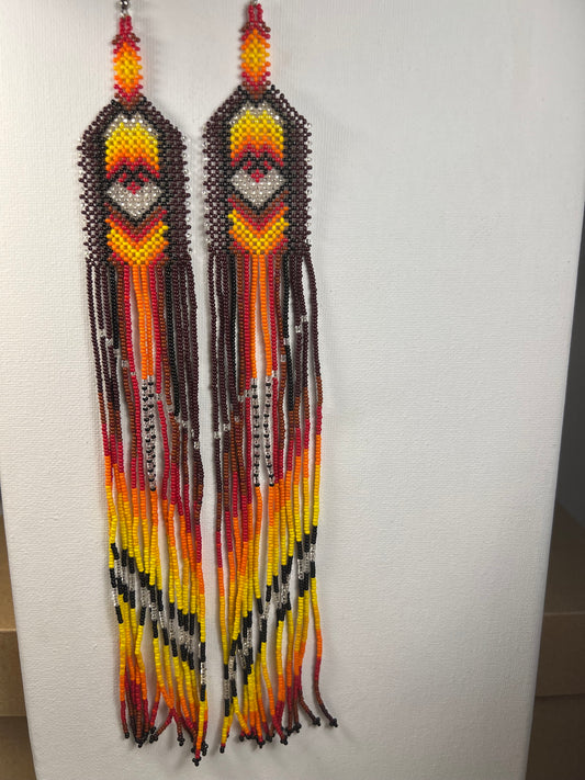 Lange Feuer- und Erdohrringe Yawanawá