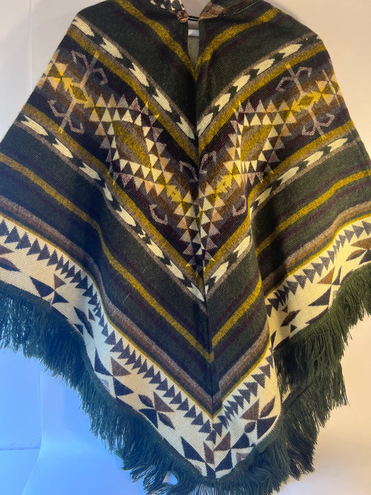 Winterponcho - dunkelgrün