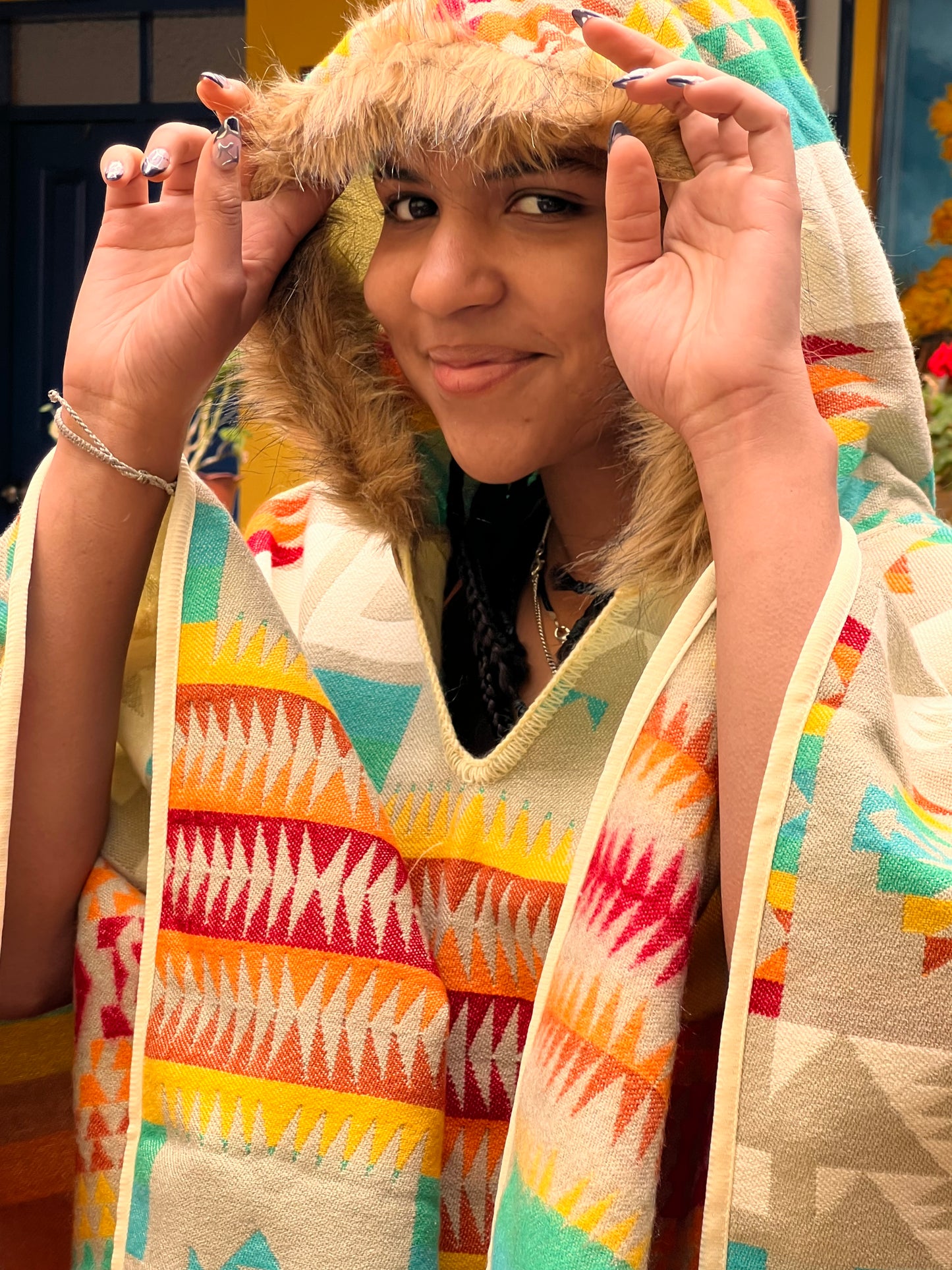 Beautiful multicoloured poncho