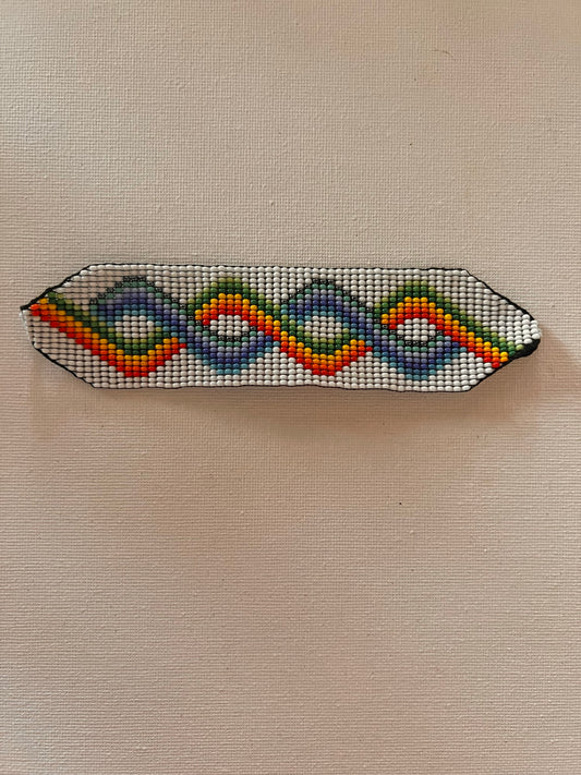 White bracelet with colourful infinite 4 cm x 13 cm