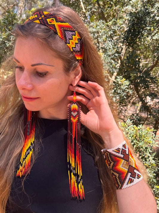 Long fire & earth earrings Yawanawá