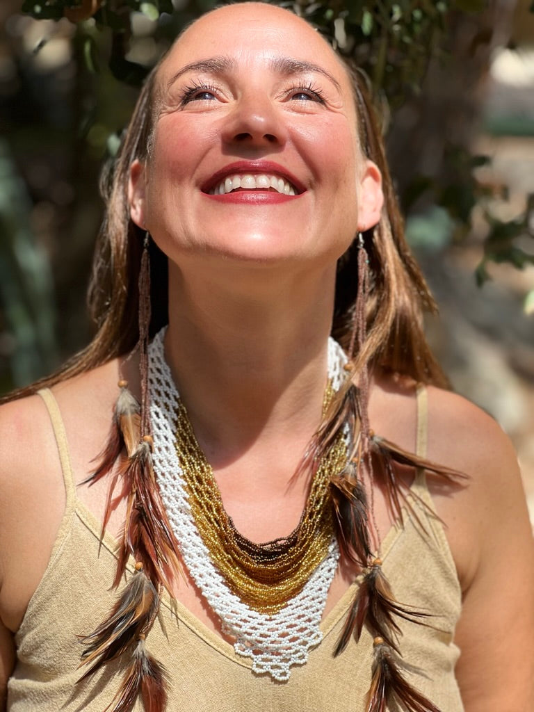 Earrings Yawanawá feathers