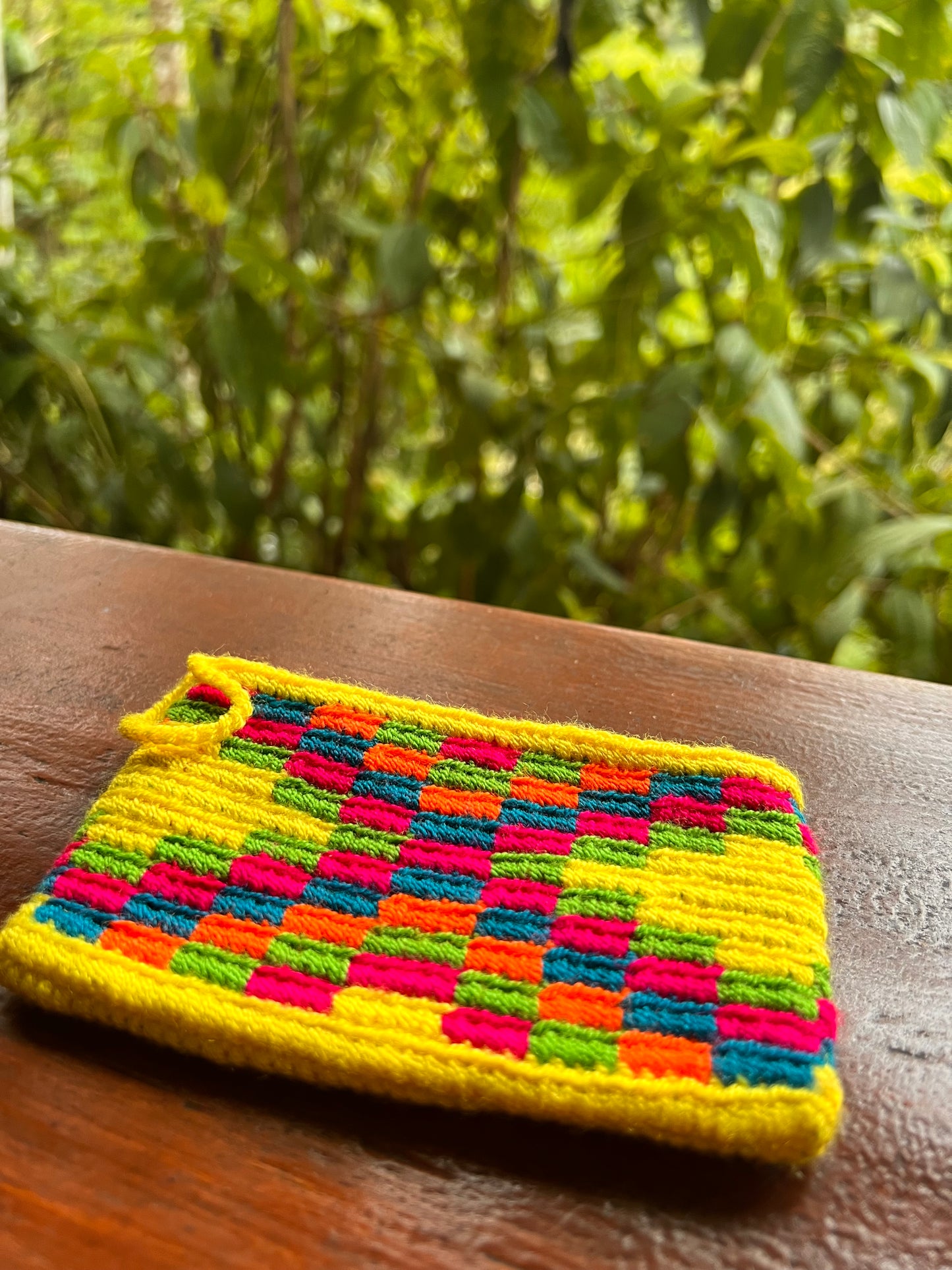 Yellow multicoloured Wayúu mini bag