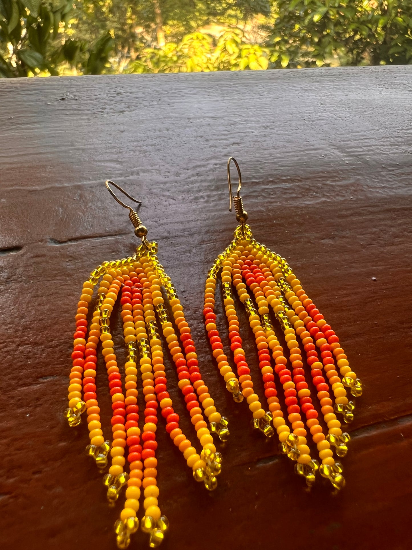 Short yellow-orange earrings Inga Kamentsa