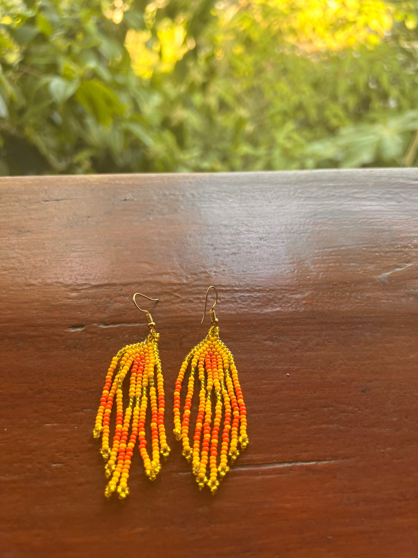 Short yellow-orange earrings Inga Kamentsa