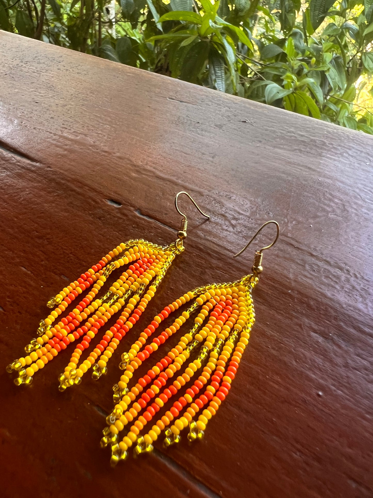 Short yellow-orange earrings Inga Kamentsa