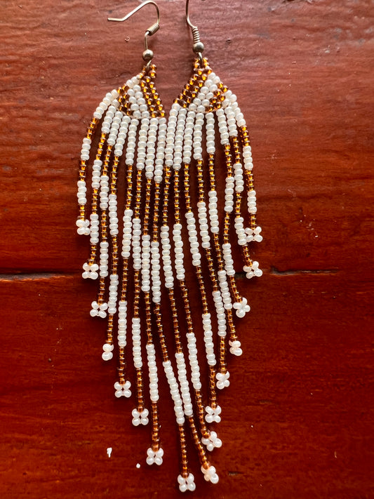 White-brown earrings Inga Kamentsa