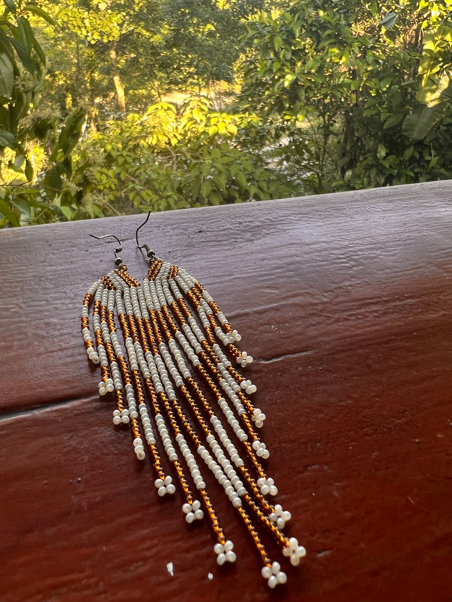 White-brown earrings Inga Kamentsa