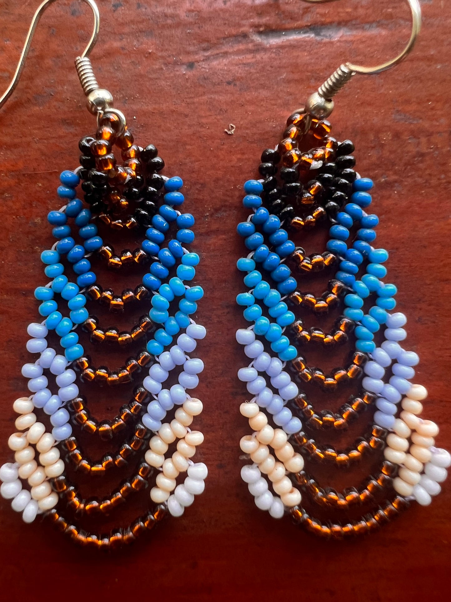 Short blue-brown earrings Inga Kamentsa