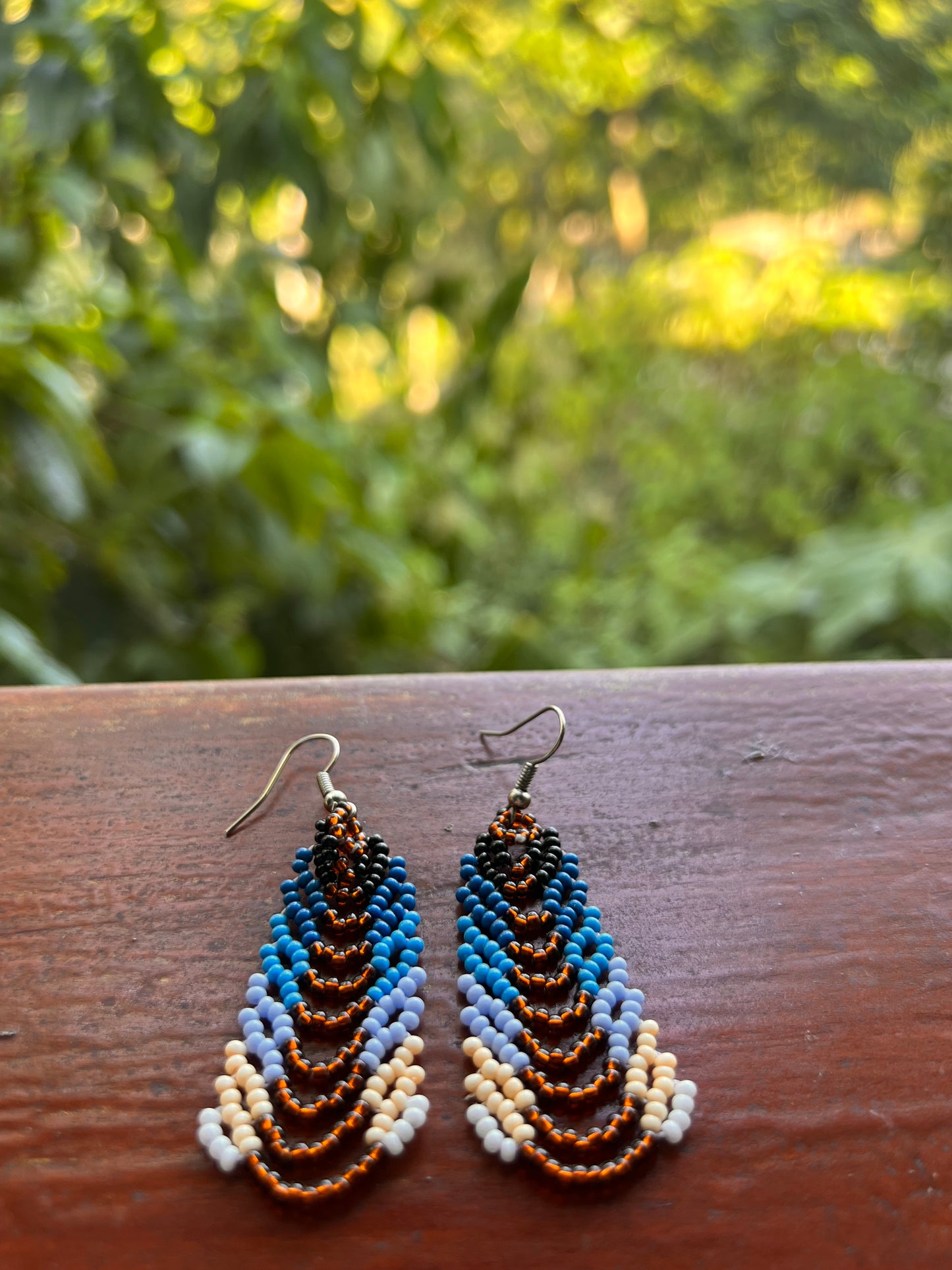 Short blue-brown earrings Inga Kamentsa