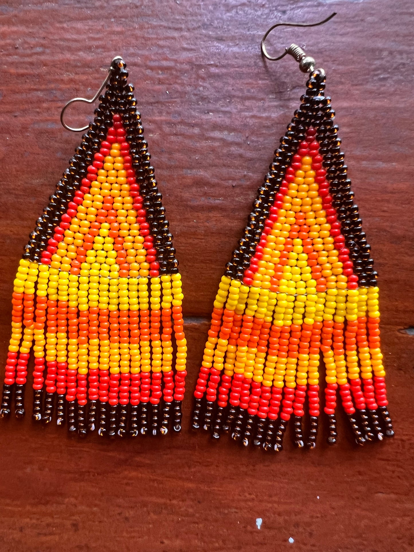 Rising fire triangle earrings Yanacona