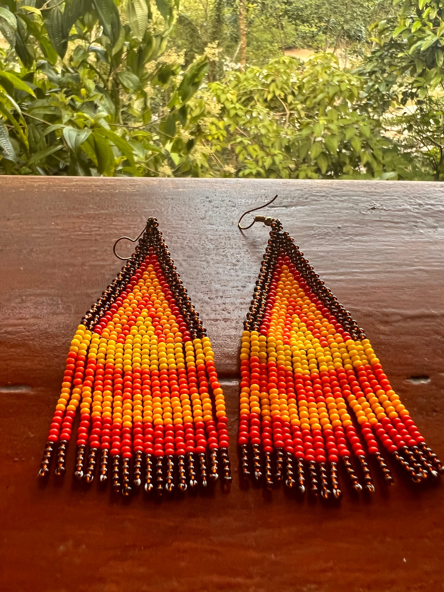 Rising fire triangle earrings Yanacona