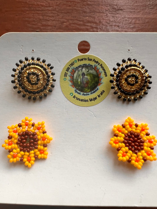 Small sunflower earrings Yanacona