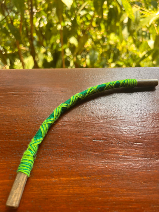 Dark green bendable Bamboo Tepi with light green patterns