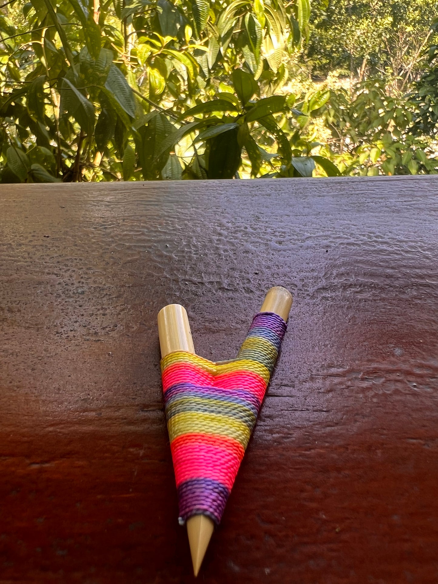 Slim Bamboo Kuripe with rainbow colors