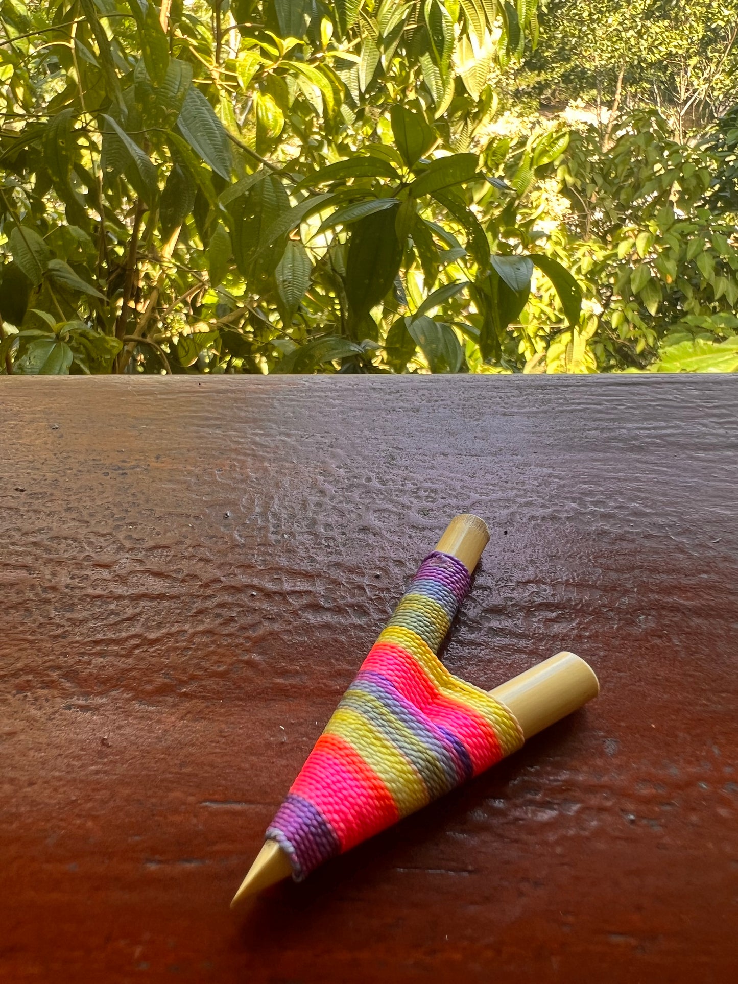 Slim Bamboo Kuripe with rainbow colors