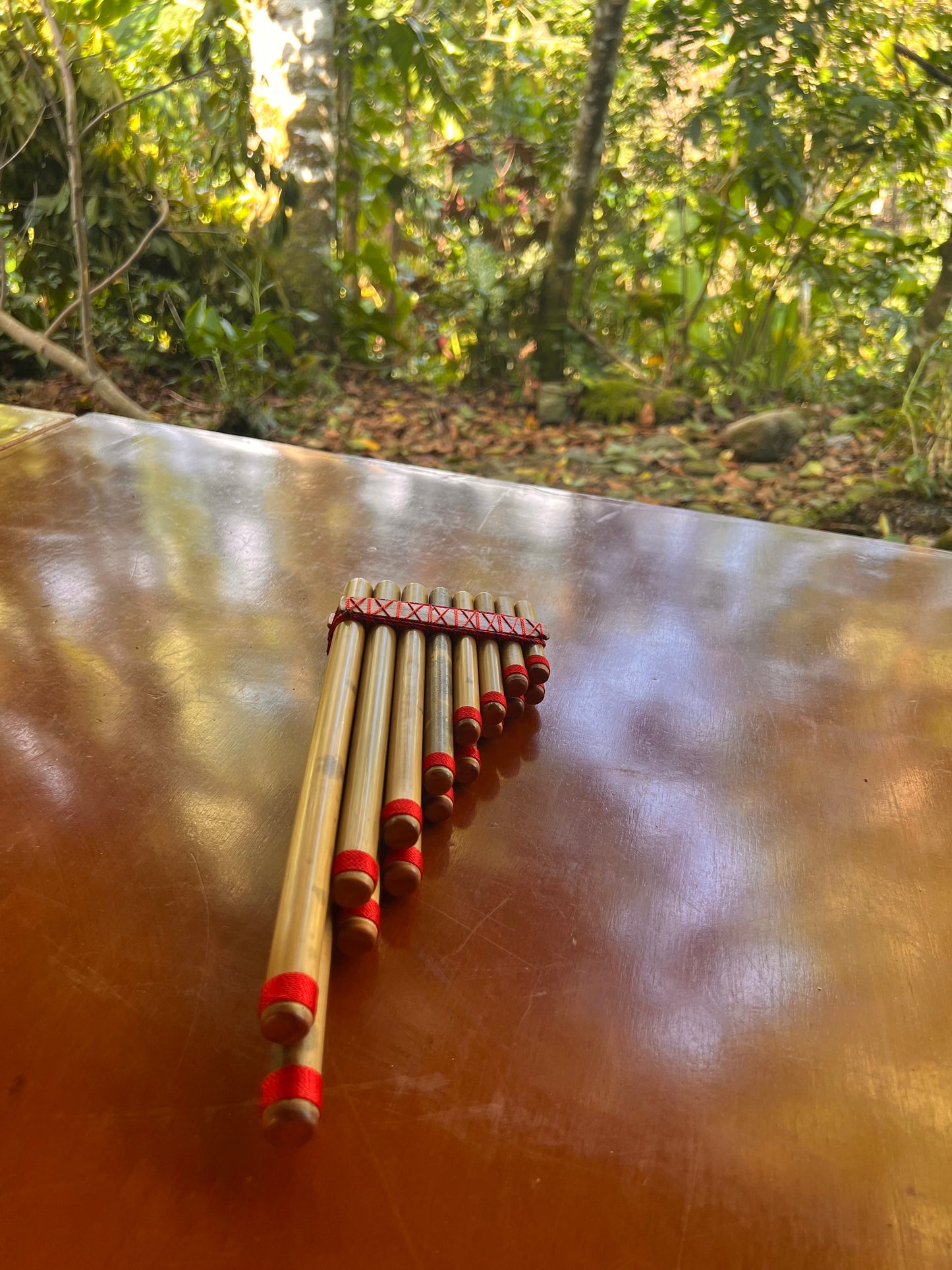 Zampoña siku - red with Tunda wood from Sibundoy