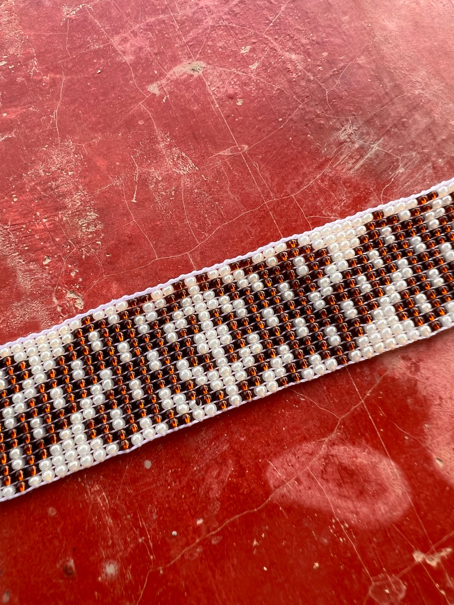 White-brown Bracelet Inga Kamentsa 2,5 cm x 13 cm