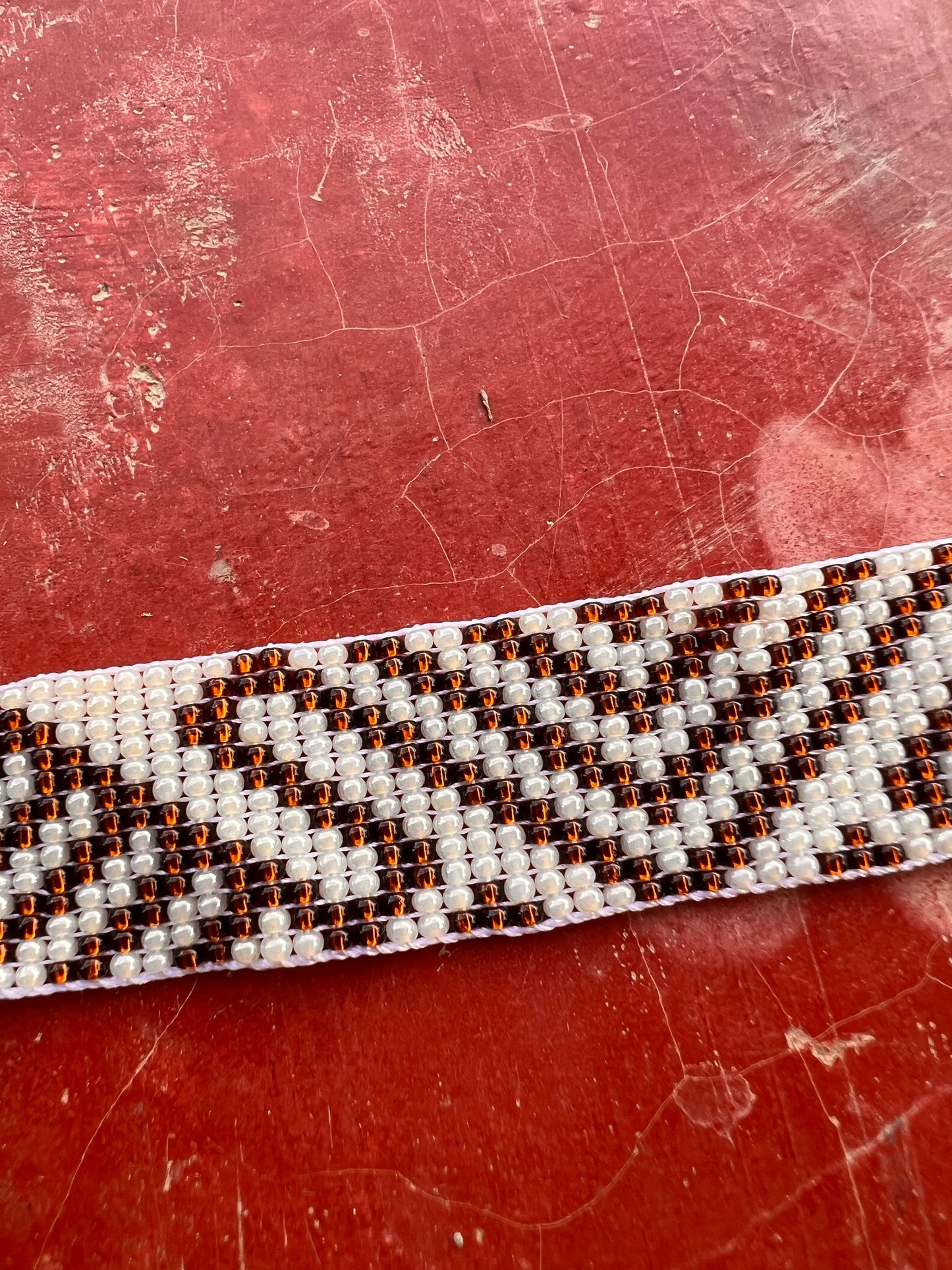 White-brown Bracelet Inga Kamentsa 2,5 cm x 13 cm