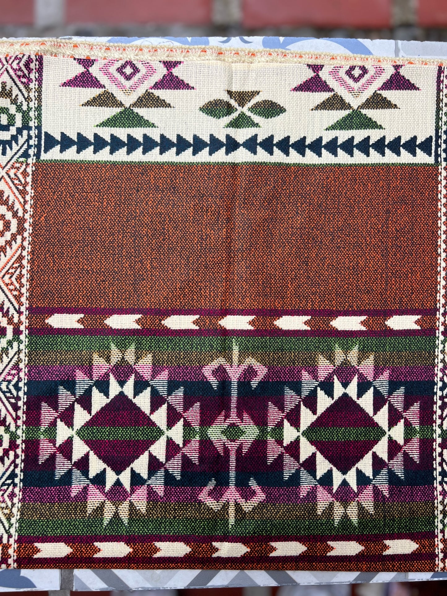 Brown ceremony cloth with multicolored patterns 52 x 156 cm