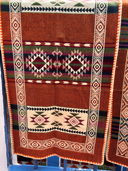 Brown ceremony cloth with multicolored patterns 52 x 156 cm