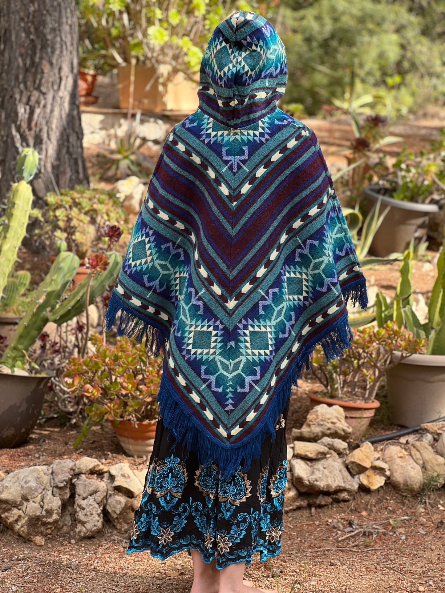 Light blue winter poncho