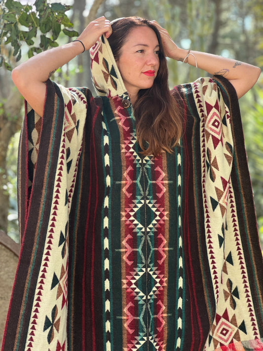 Multi coloured winter poncho