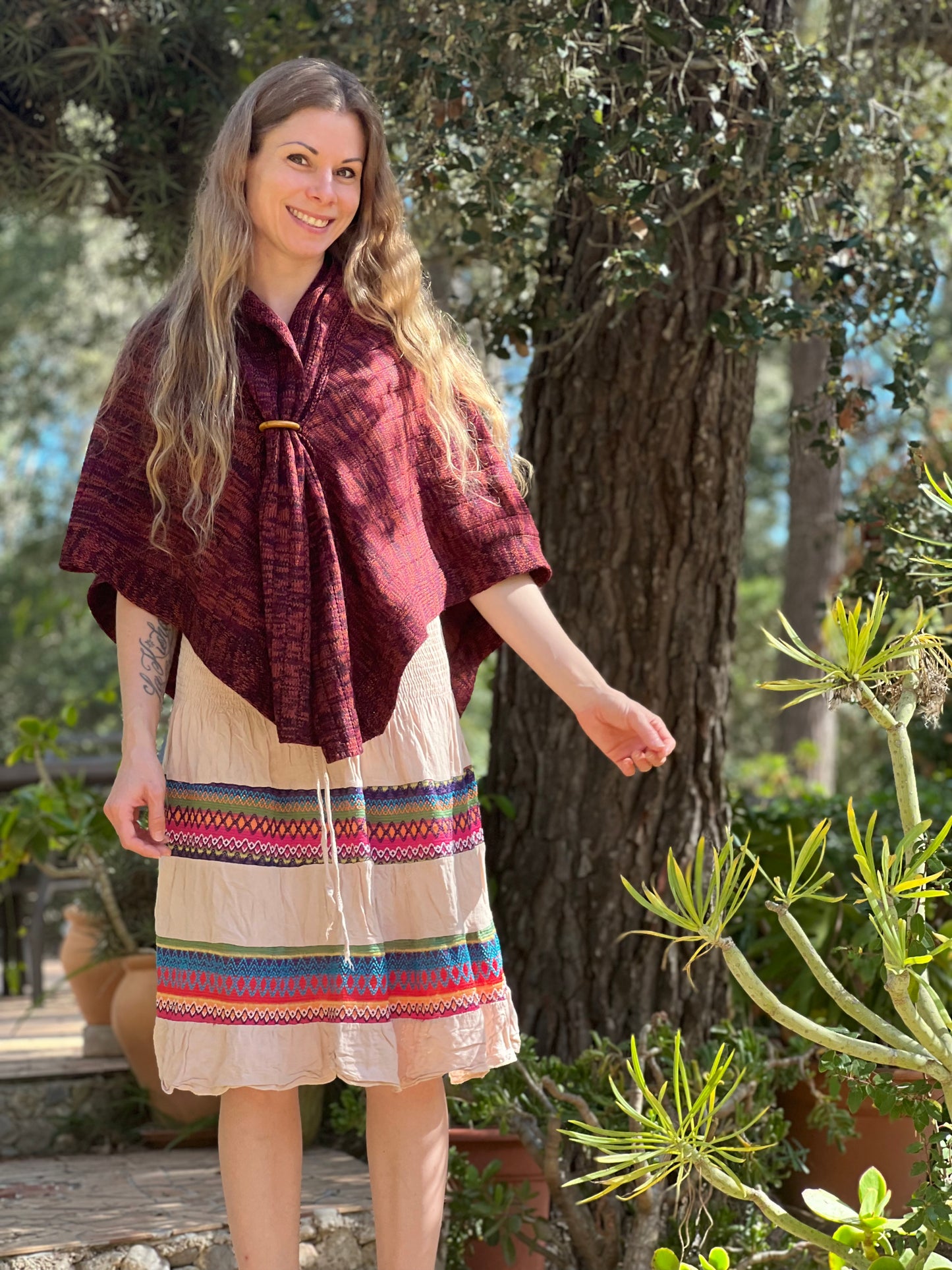 Burgund summer poncho-jacket