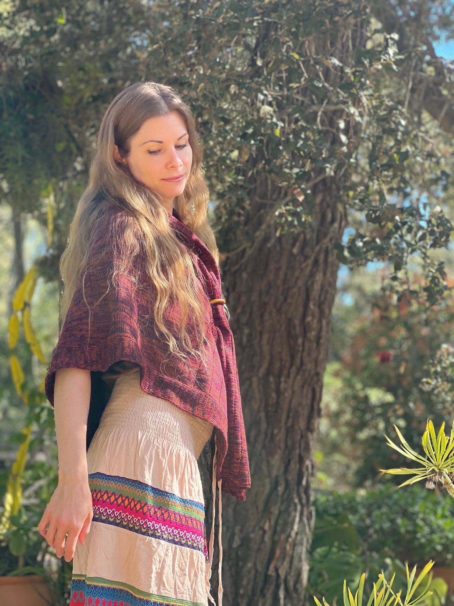 Burgund summer poncho-jacket