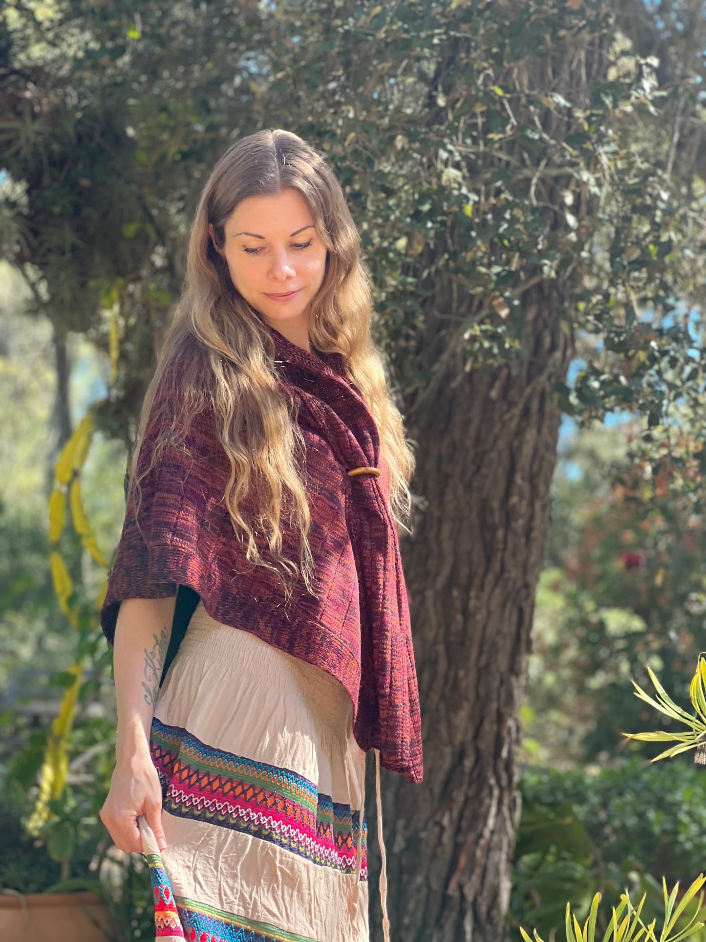 Burgund summer poncho-jacket