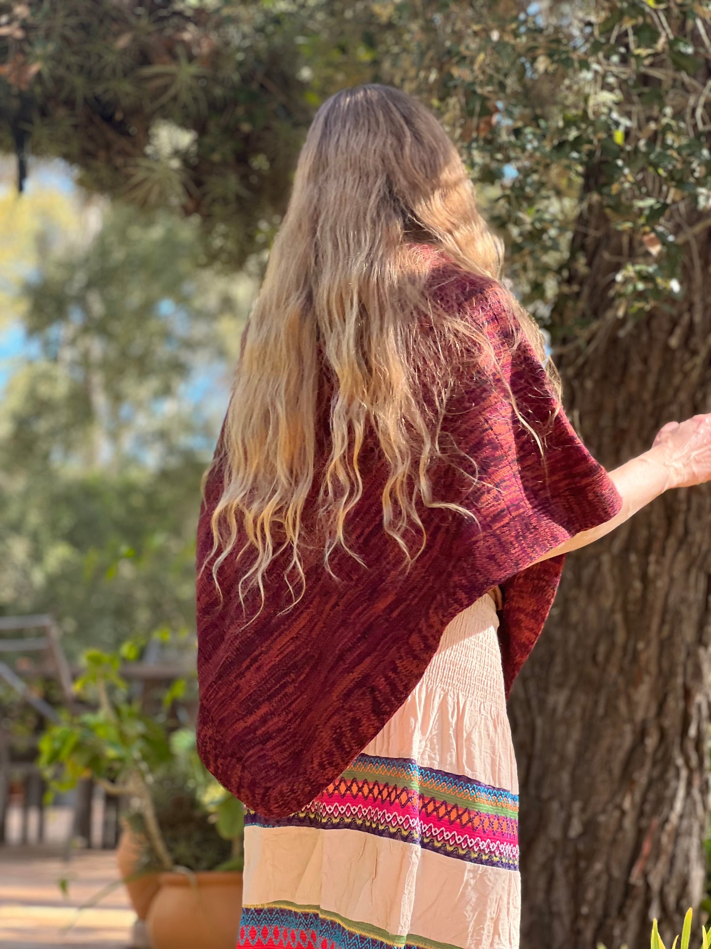 Burgund summer poncho-jacket