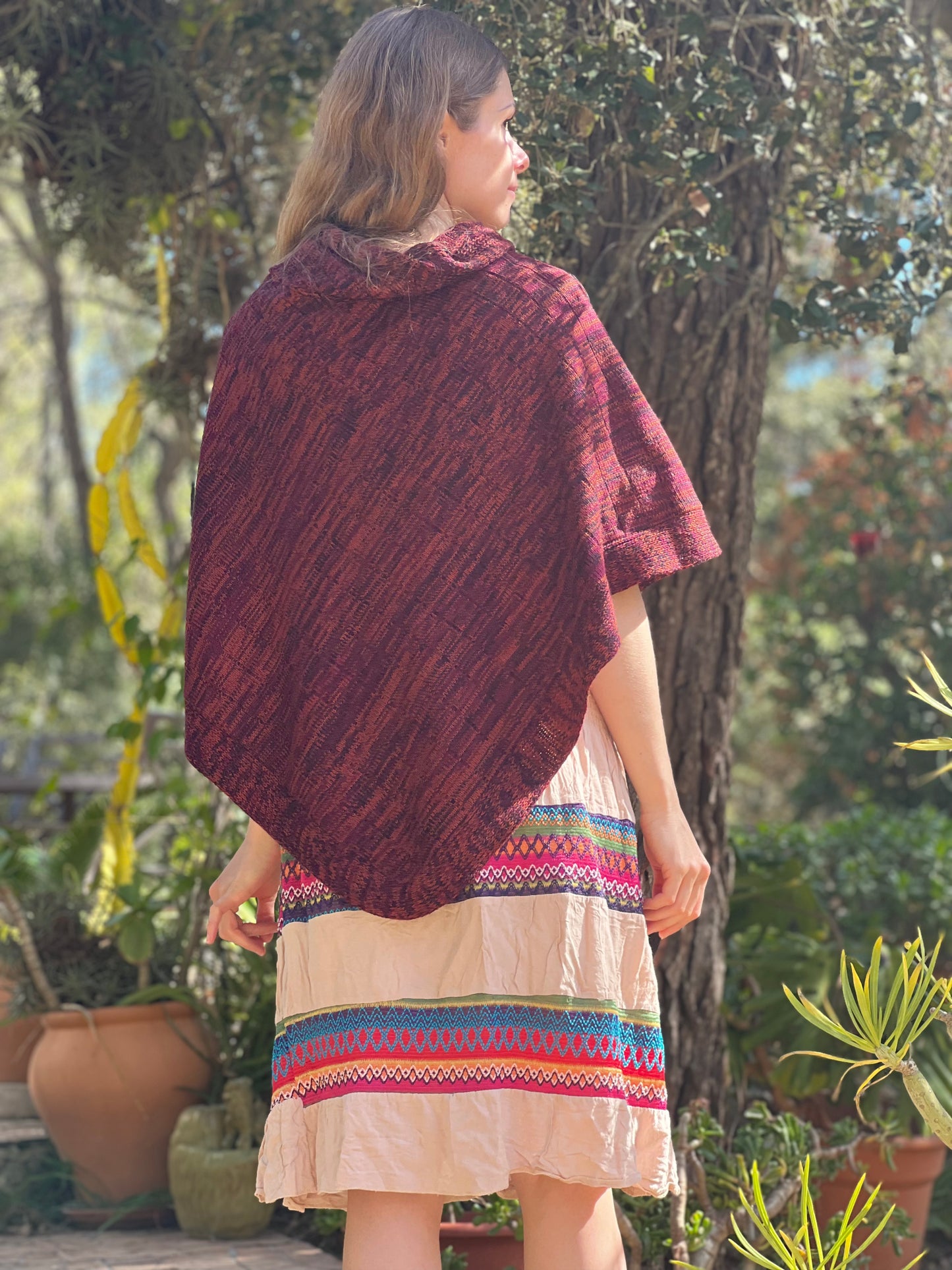 Burgund summer poncho-jacket