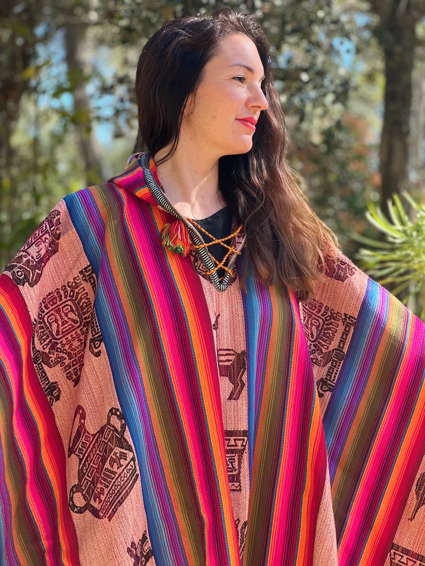 Multi coloured autumn/spring poncho