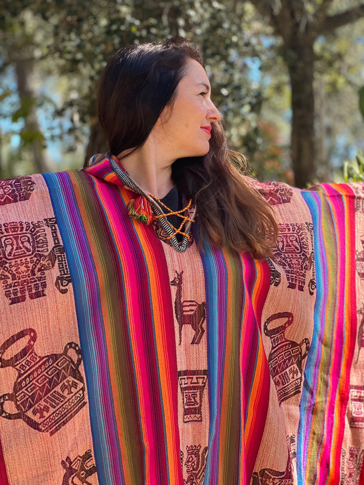 Multi coloured autumn/spring poncho