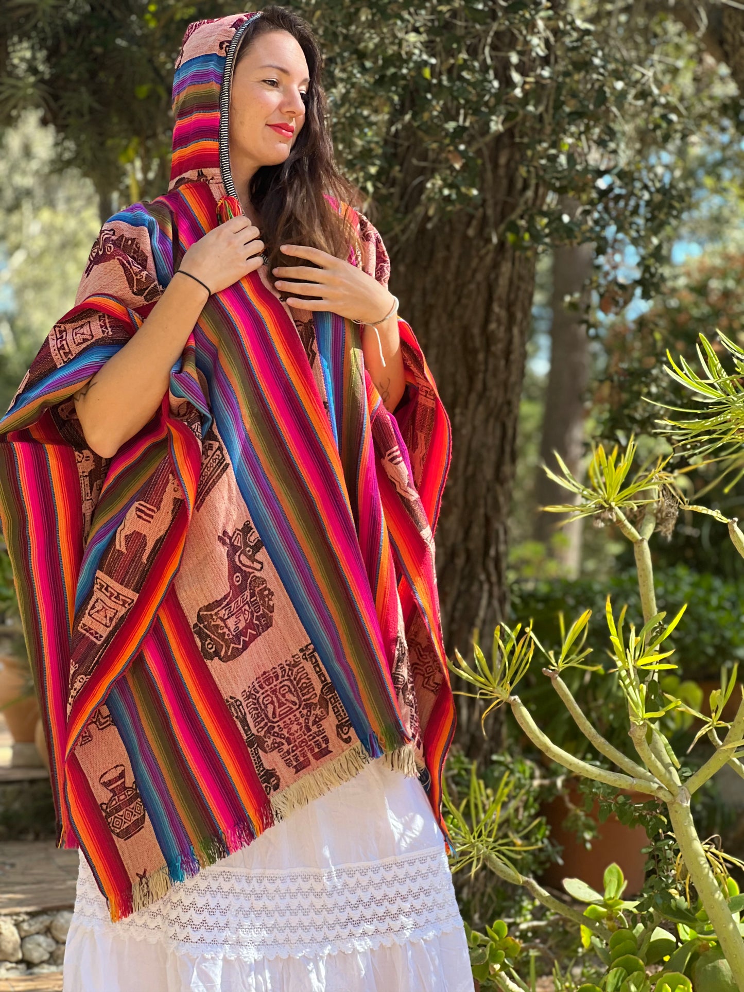 Multi coloured autumn/spring poncho