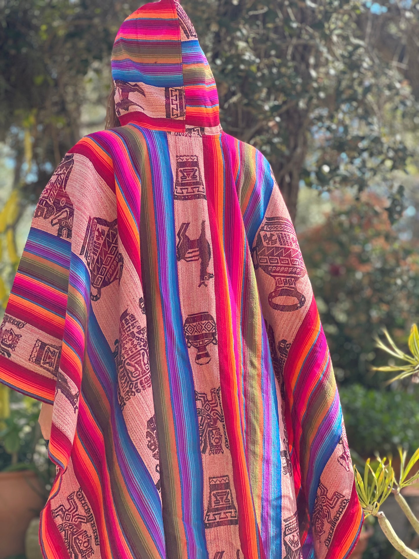 Multi coloured autumn/spring poncho